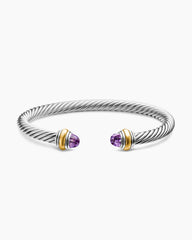 Classic Cable Bracelet in Sterling Silver with 14K Yellow Gold and Amethyst, 5mm