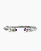 Classic Cable Bracelet in Sterling Silver with 14K Yellow Gold and Amethyst, 5mm