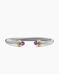 Classic Cable Bracelet in Sterling Silver with 14K Yellow Gold and Amethyst, 5mm