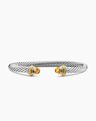 Classic Cable Bracelet in Sterling Silver with 14K Yellow Gold and Citrine, 5mm