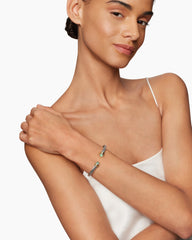 Classic Cable Bracelet in Sterling Silver with 14K Yellow Gold and Prasiolite, 5mm