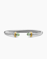 Classic Cable Bracelet in Sterling Silver with 14K Yellow Gold and Prasiolite, 5mm