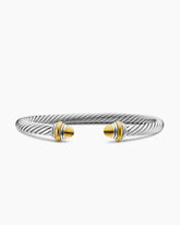 Classic Cable Bracelet in Sterling Silver with 14K Yellow Gold and Gold Domes, 5mm