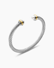 Classic Cable Bracelet in Sterling Silver with 14K Yellow Gold and Pearls, 5mm