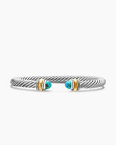 Classic Cable Bracelet in Sterling Silver with 14K Yellow Gold and Turquoise, 5mm