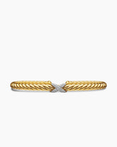 X Cablespira® Station Bracelet in 18K Yellow Gold with Pavé Diamonds, 4mm