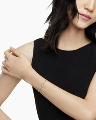 Petite Pavé Cross Chain Bracelet in Sterling Silver with Diamonds, 1.7mm