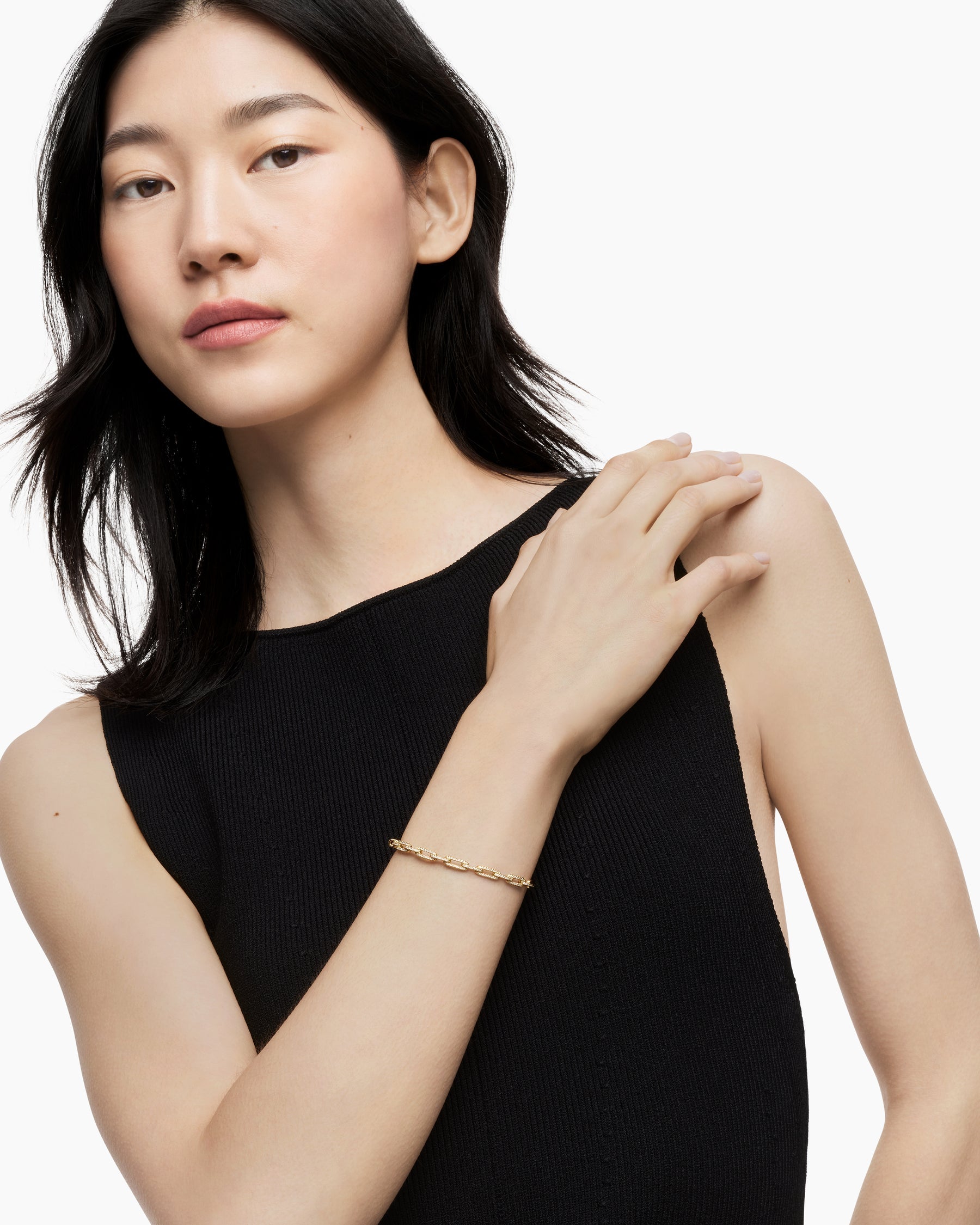 Stax Chain Link Bracelet in 18K Yellow Gold with Diamonds, 4mm