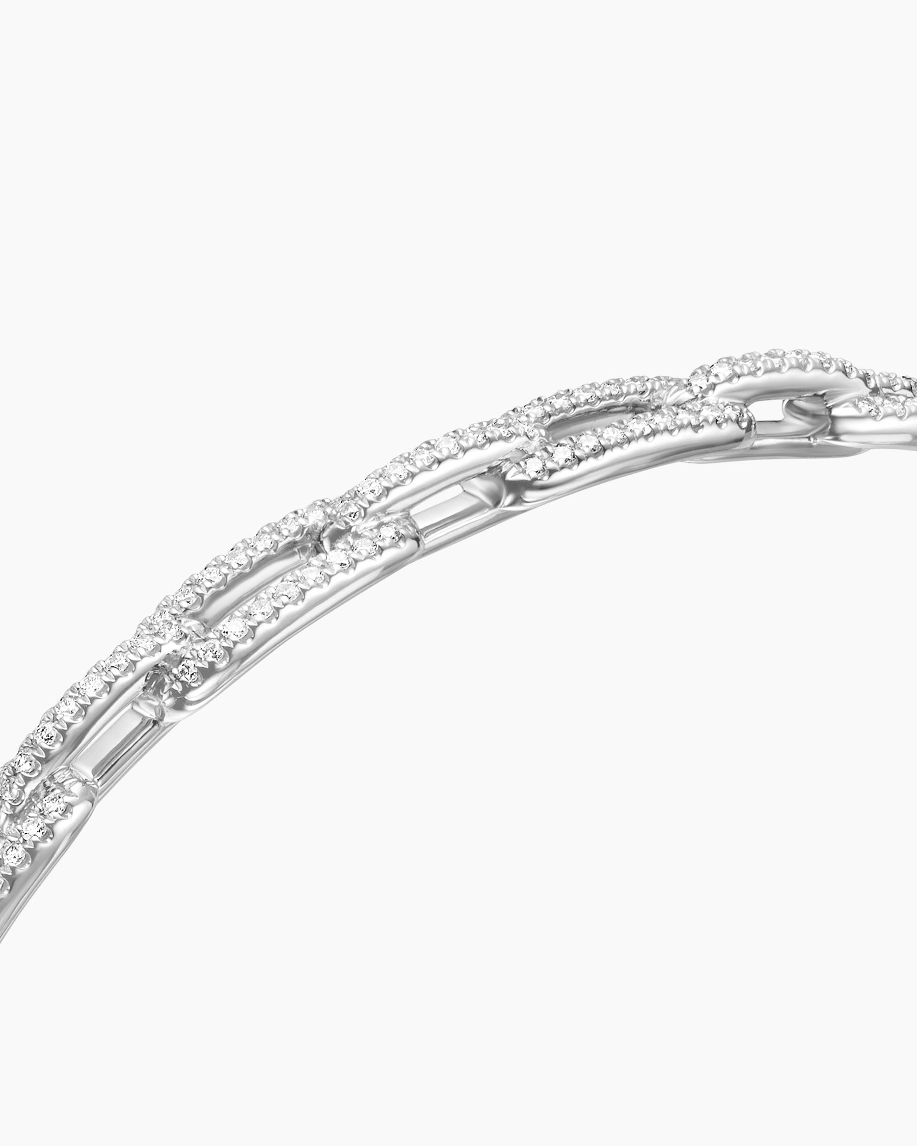 Stax Chain Link Bracelet in 18K White Gold with Diamonds, 4mm