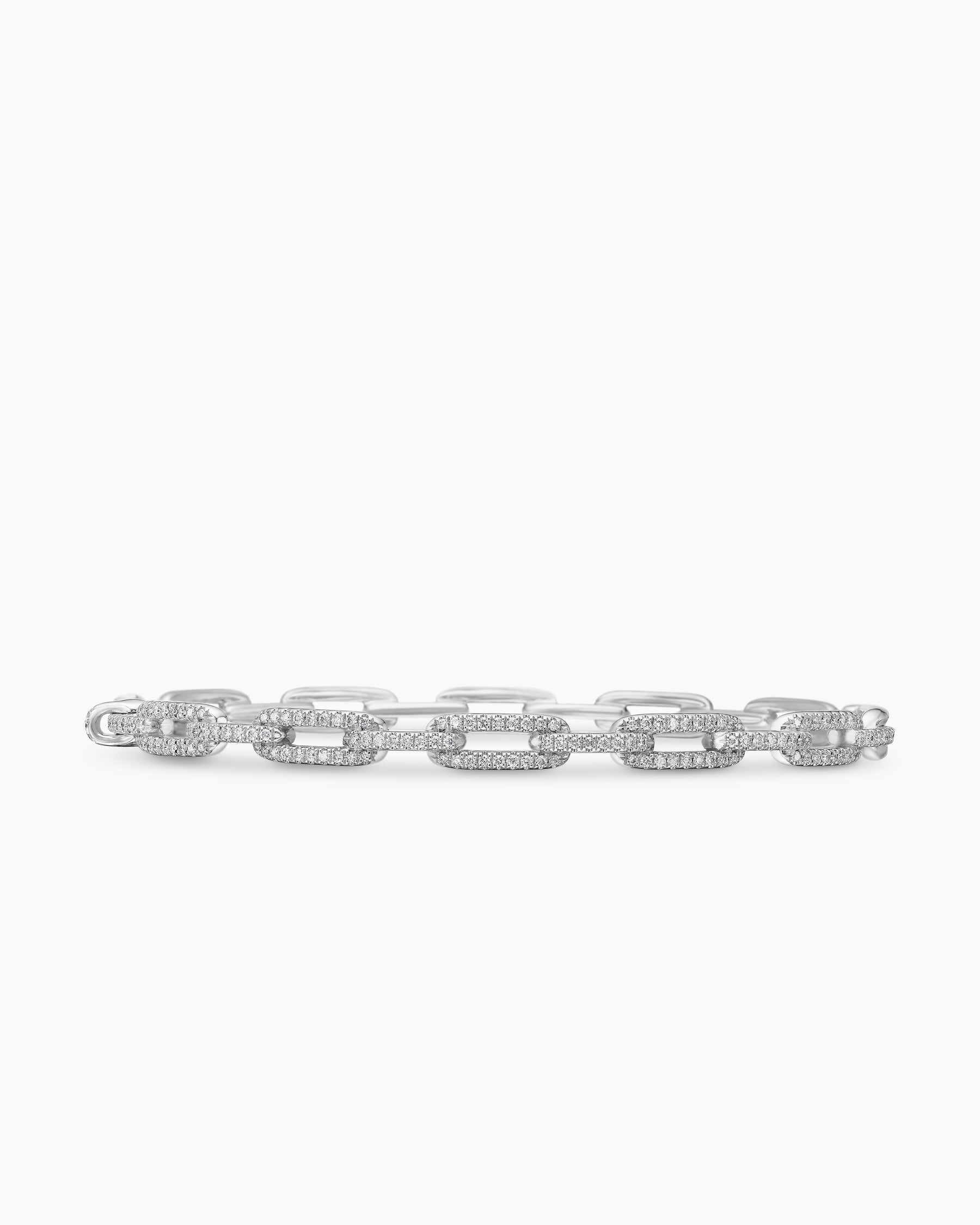 Stax Chain Link Bracelet in 18K White Gold with Diamonds, 4mm
