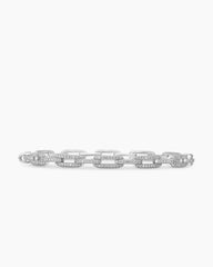 Stax Chain Link Bracelet in 18K White Gold with Diamonds, 4mm