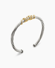 Helena Center Station Bracelet in Sterling Silver with 18K Yellow Gold and Diamonds, 4mm