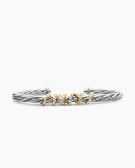 Helena Center Station Bracelet in Sterling Silver with 18K Yellow Gold and Diamonds, 4mm