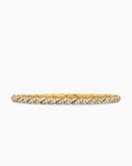 Sculpted Cable Flex Bracelet in 18K Yellow Gold with Diamonds, 3.5mm