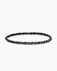 Sculpted Cable Flex Bracelet in 18K White Gold with Black Rhodium and Black Diamonds, 3.5mm