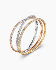 Sculpted Cable Flex Three Row Bracelet in 18K Gold with Diamonds, 21mm