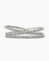 Sculpted Cable Flex Three Row Bracelet in 18K White Gold with Diamonds, 21mm