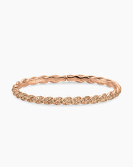 Sculpted Cable Flex Bracelet in 18K Rose Gold with Cognac Diamonds, 5mm