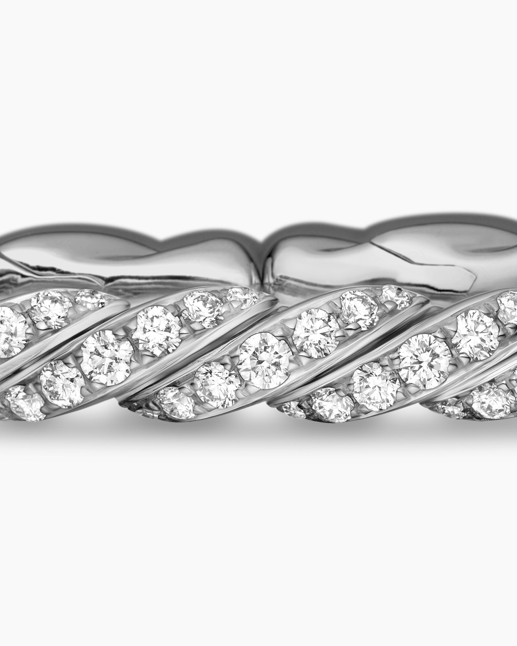 Sculpted Cable Flex Bracelet in 18K White Gold with Diamonds, 5mm