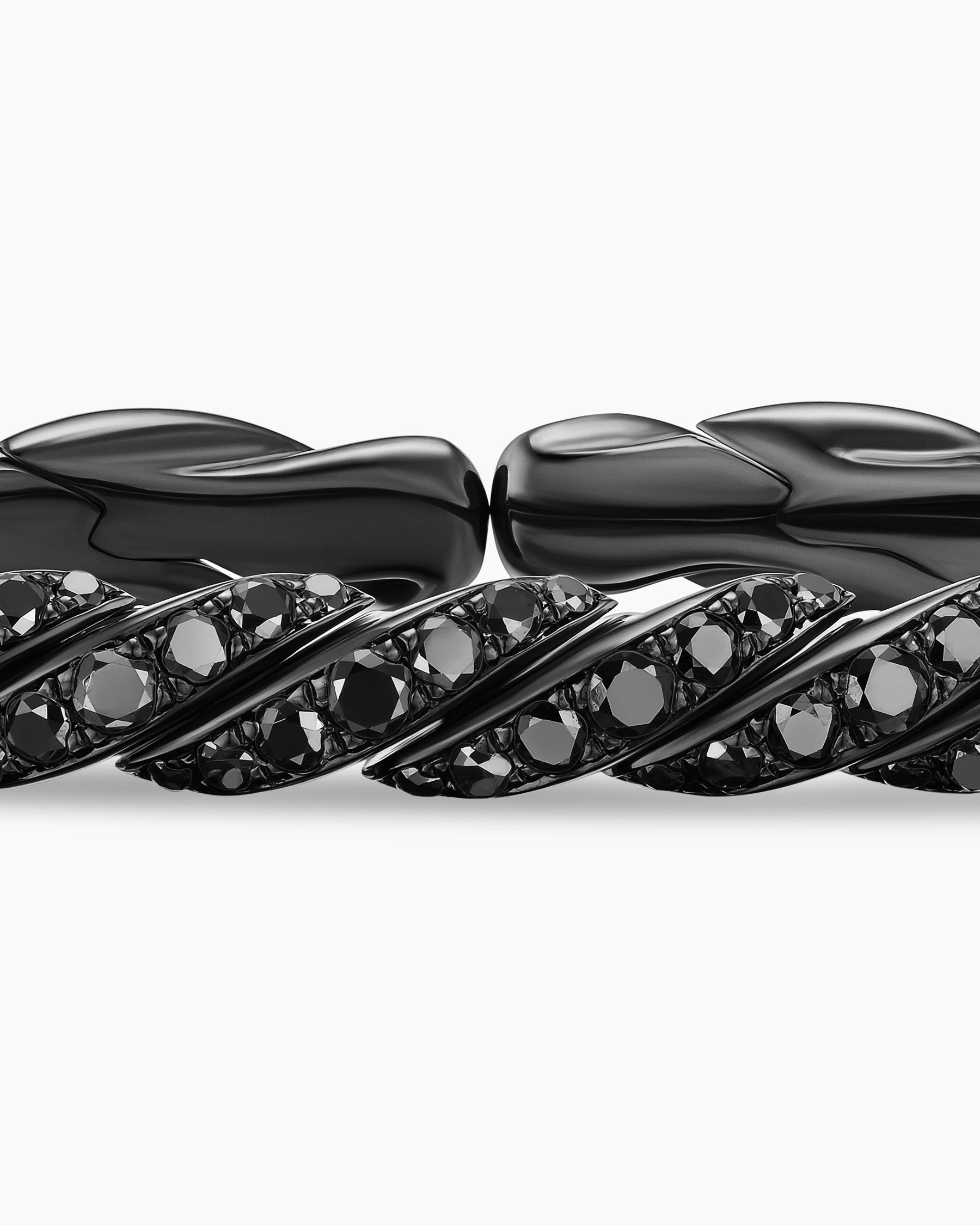 Sculpted Cable Flex Bracelet in 18K White Gold with Black Rhodium and Black Diamonds, 5mm