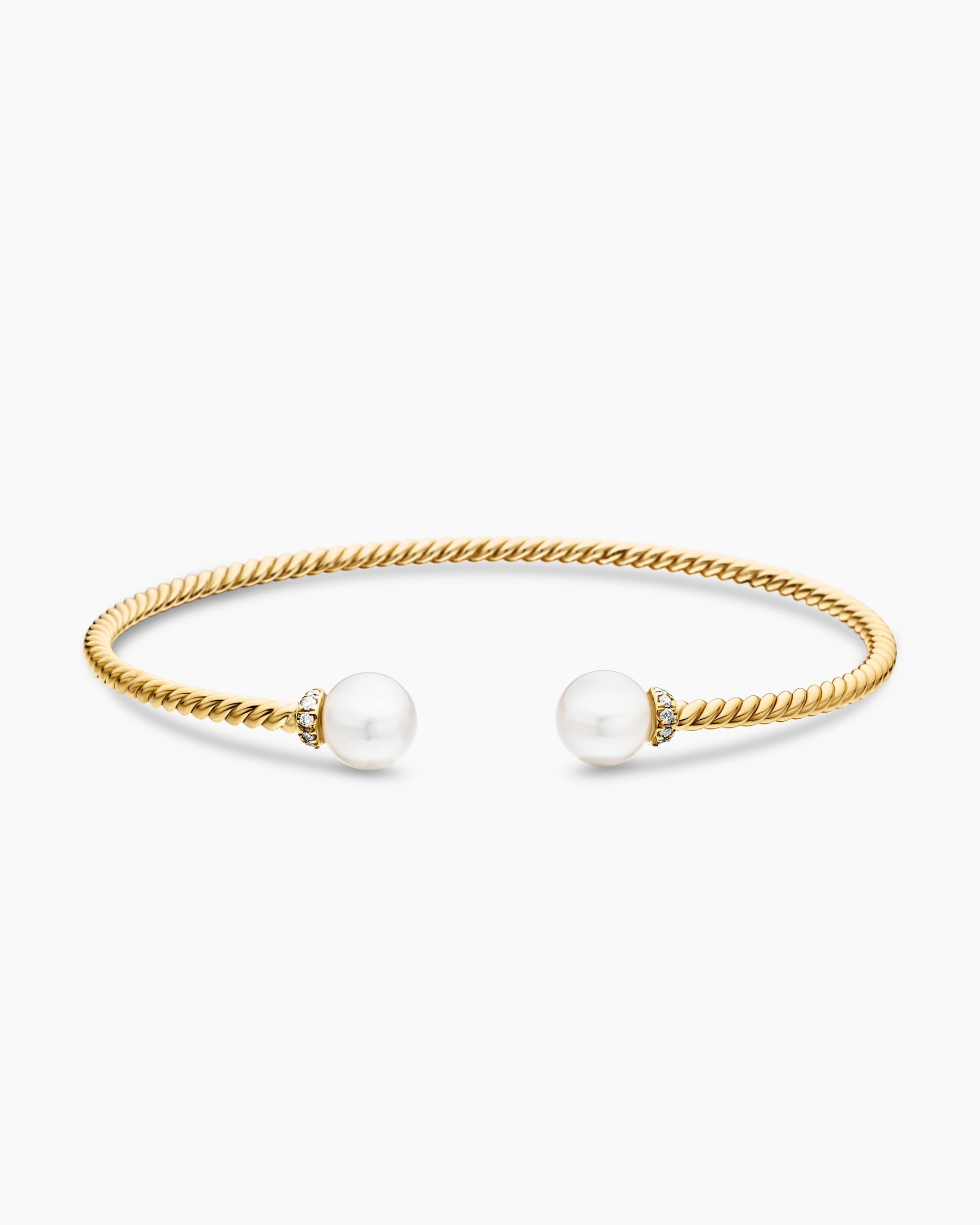 Solari Cablespira® Bracelet in 18K Yellow Gold with Pearls and Diamonds, 2.3mm