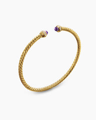 Classic Cablespira® Bracelet in 18K Yellow Gold with Amethyst and Diamonds, 3mm