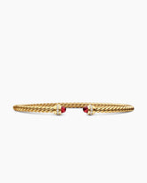 Classic Cablespira® Bracelet in 18K Yellow Gold with Garnets and Diamonds, 3mm