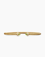 Classic Cablespira® Bracelet in 18K Yellow Gold with Peridot and Diamonds, 3mm