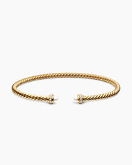 Classic Cablespira® Bracelet in 18K Yellow Gold with Pearls and Diamonds, 3mm