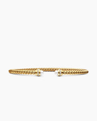 Classic Cablespira® Bracelet in 18K Yellow Gold with Pearls and Diamonds, 3mm