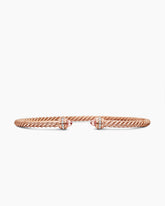Classic Cablespira® Bracelet in 18K Rose Gold with Morganite and Diamonds, 3mm