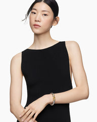 Buckle Classic Cable Bracelet in Sterling Silver with 18K Yellow Gold and Rhodolite Garnets, 9mm