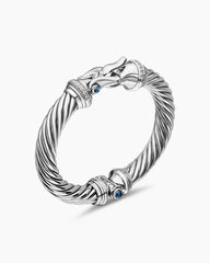 Buckle Classic Cable Bracelet in Sterling Silver with Hampton Blue Topaz and Diamonds, 9mm