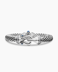 Buckle Classic Cable Bracelet in Sterling Silver with Hampton Blue Topaz and Diamonds, 9mm