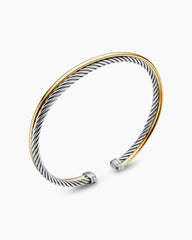 Crossover Bracelet in Sterling Silver with 18K Yellow Gold, 3mm