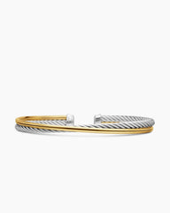 Crossover Bracelet in Sterling Silver with 18K Yellow Gold, 3mm