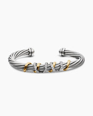 Helena Center Station Bracelet in Sterling Silver with 18K Yellow Gold and Diamonds, 6mm