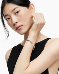 Helena Bracelet in Sterling Silver with 18K Yellow Gold, Pearls and Diamonds, 6mm