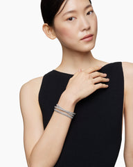 Sculpted Cable Flex Three Row Bracelet in 18K White Gold with Diamonds, 18.5mm