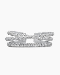 Sculpted Cable Flex Three Row Bracelet in 18K White Gold with Diamonds, 18.5mm