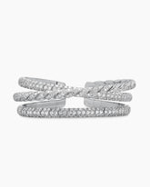 Sculpted Cable Flex Three Row Bracelet in 18K White Gold with Diamonds, 18.5mm