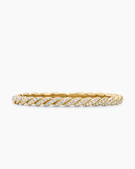 Sculpted Cable Flex Bracelet in 18K Yellow Gold with Diamonds, 5mm