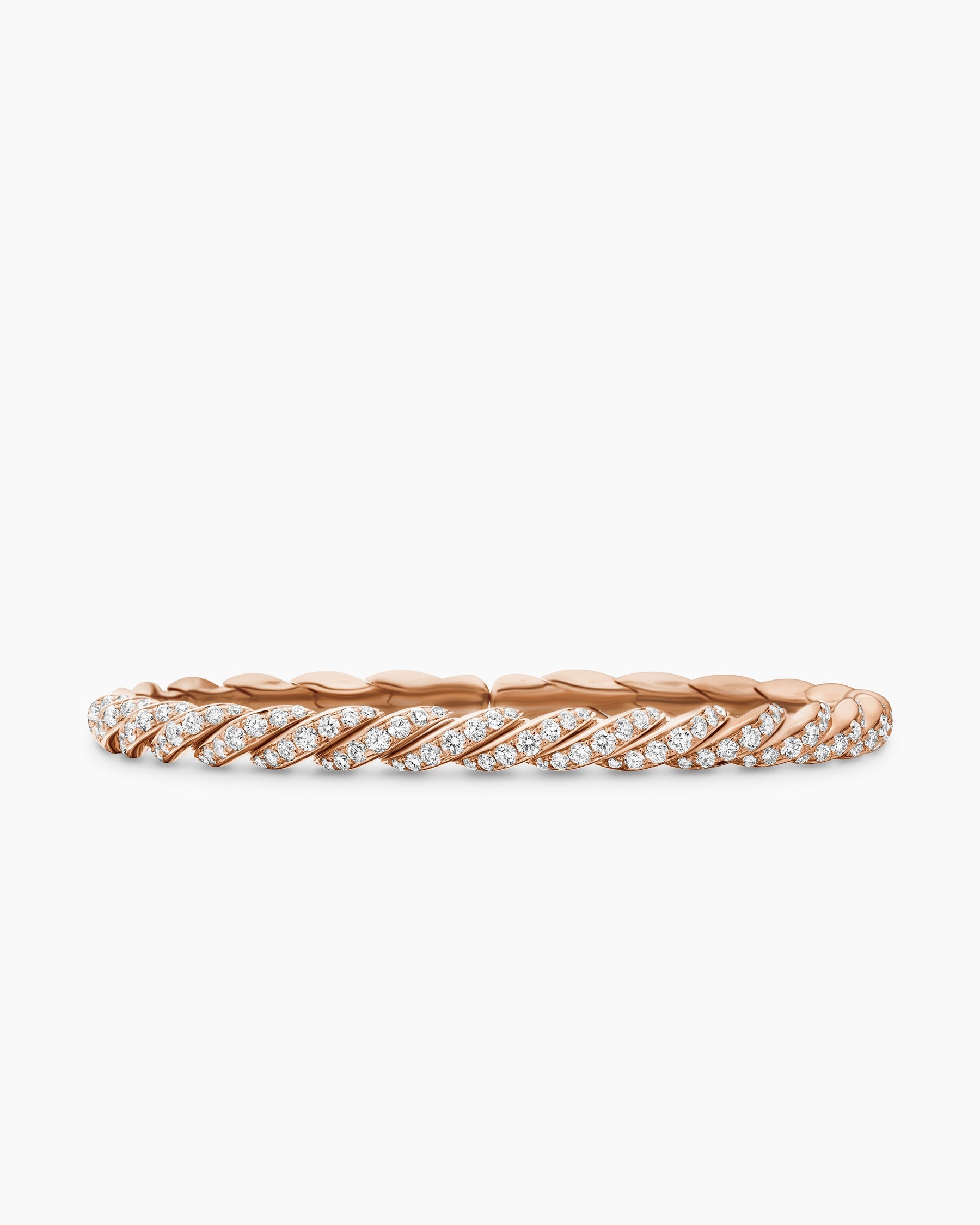 Sculpted Cable Flex Bracelet in 18K Rose Gold with Diamonds, 5mm