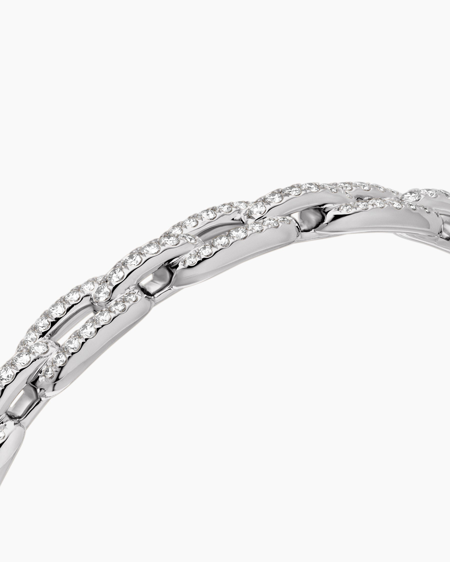 Stax Chain Link Bracelet in 18K White Gold with Diamonds, 7mm