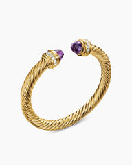 Classic Cablespira® Bracelet in 18K Yellow Gold with Amethyst and Diamonds, 7mm