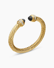 Classic Cablespira® Bracelet in 18K Yellow Gold with Black Onyx and Diamonds, 7mm