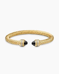 Classic Cablespira® Bracelet in 18K Yellow Gold with Black Onyx and Diamonds, 7mm