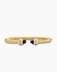 Classic Cablespira® Bracelet in 18K Yellow Gold with Black Onyx and Diamonds, 7mm