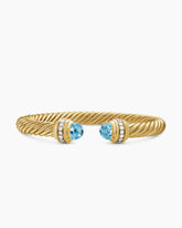 Classic Cablespira® Bracelet in 18K Yellow Gold with Blue Topaz and Diamonds, 7mm