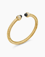Classic Cablespira® Bracelet in 18K Yellow Gold with Black Onyx and Diamonds, 5mm